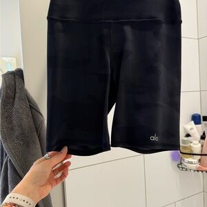 ALO Yoga Black Bike Shorts with Wide Waistband